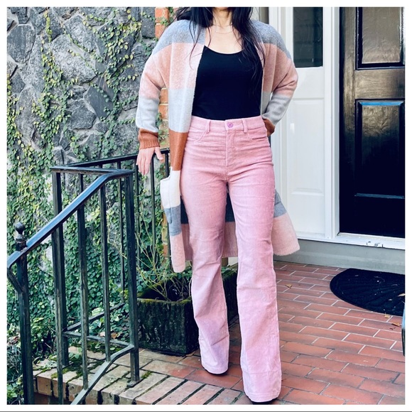 Retro chic wide leg rose corduroy pants - Picture 5 of 10